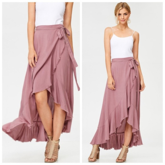 Lunik Dresses & Skirts - 💖💖Rose pink high-low wrap skirt with ruffle hem